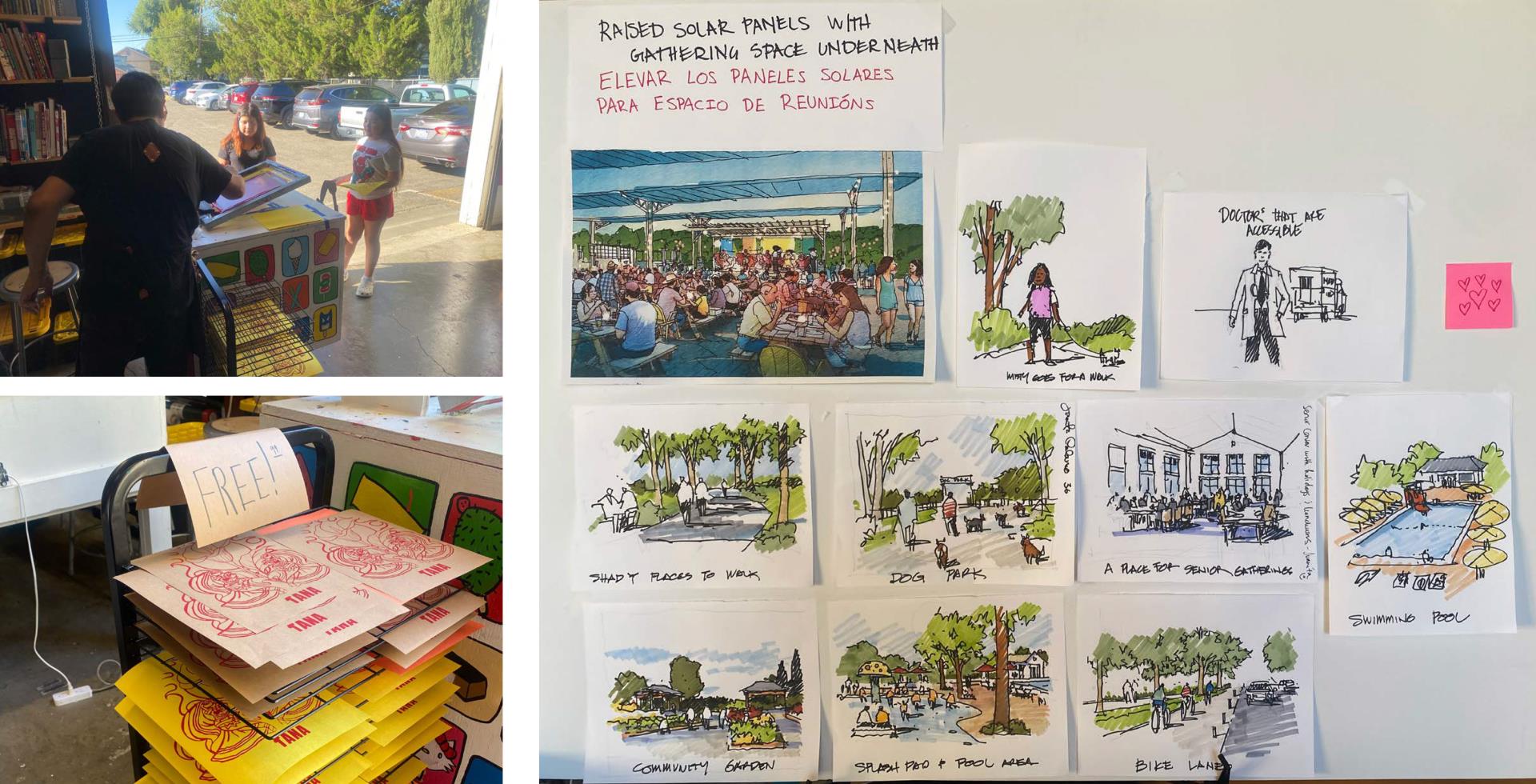 Collage of images depicting outreach and engagement on yolano donally project